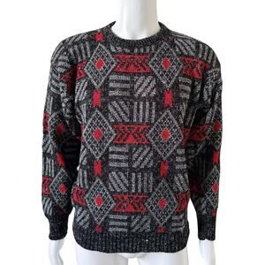 Scandia Vintage Sweater Mens XL Geometric Tribal Crewneck Pullover